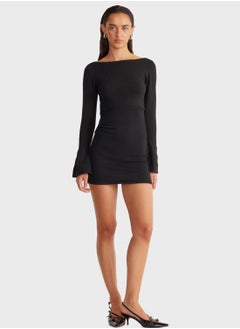 SNDYS Boat Neck Flute Sleeve Dress  - Image 4