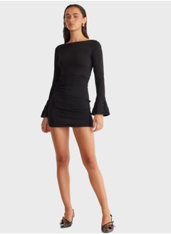 SNDYS Boat Neck Flute Sleeve Dress  - Image 5