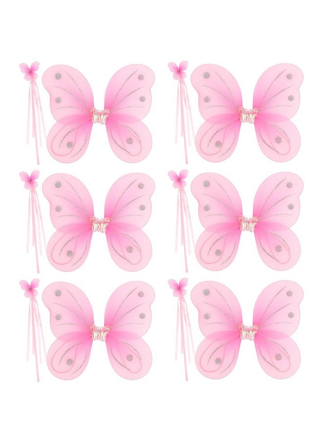 kilofly 6 Sets Angel Butterfly Wings Fairy Wands Princess Dress Up Costume - Image 1
