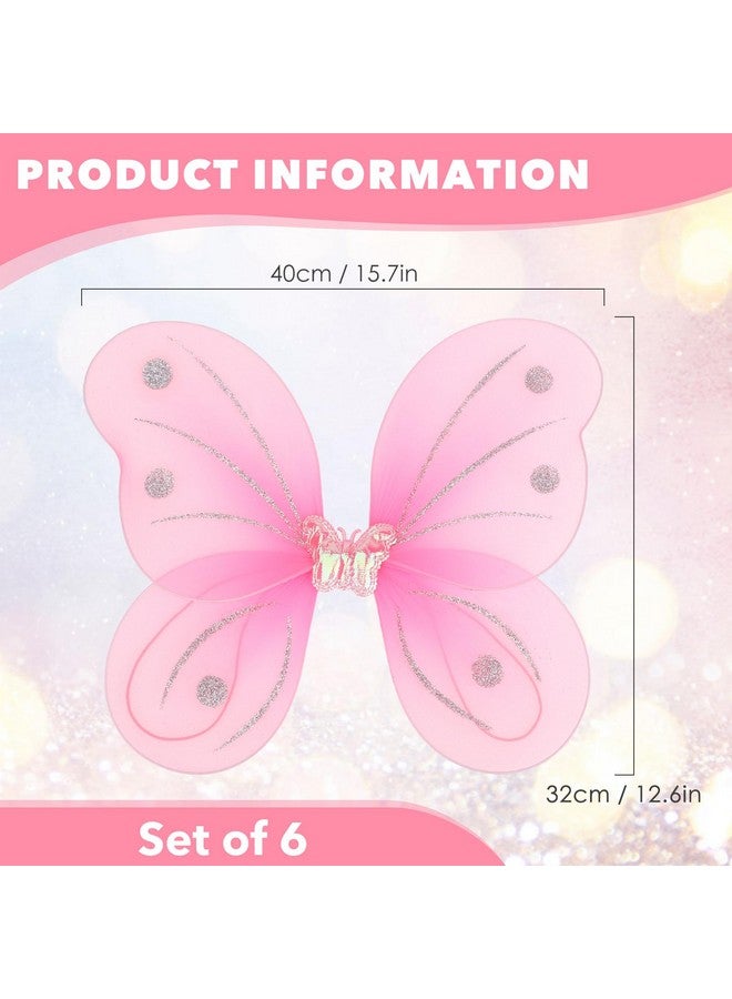 kilofly 6 Sets Angel Butterfly Wings Fairy Wands Princess Dress Up Costume - Image 2