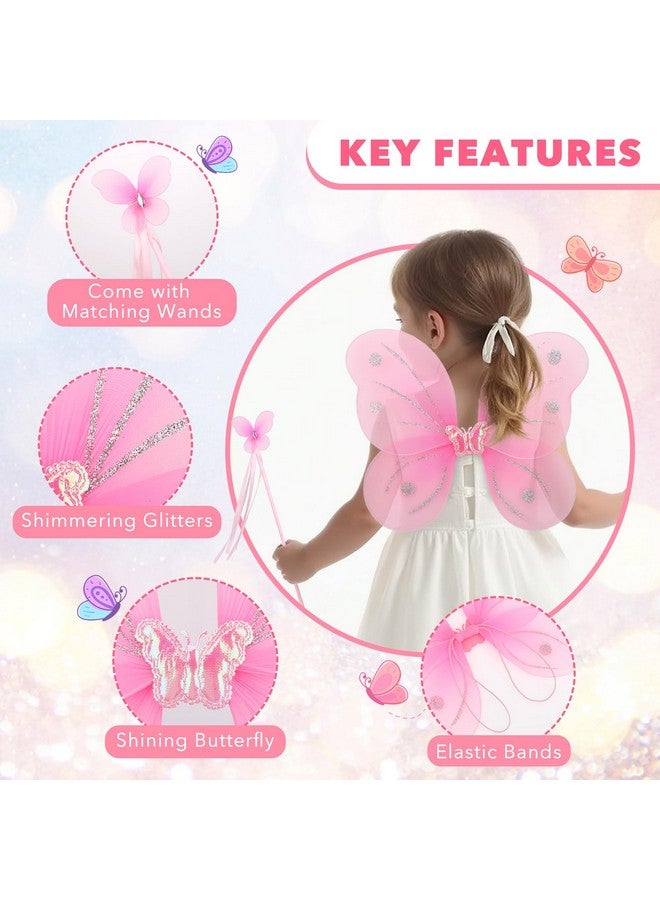 kilofly 6 Sets Angel Butterfly Wings Fairy Wands Princess Dress Up Costume - Image 3