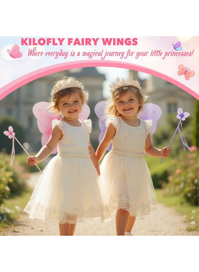 kilofly 6 Sets Angel Butterfly Wings Fairy Wands Princess Dress Up Costume - Image 5