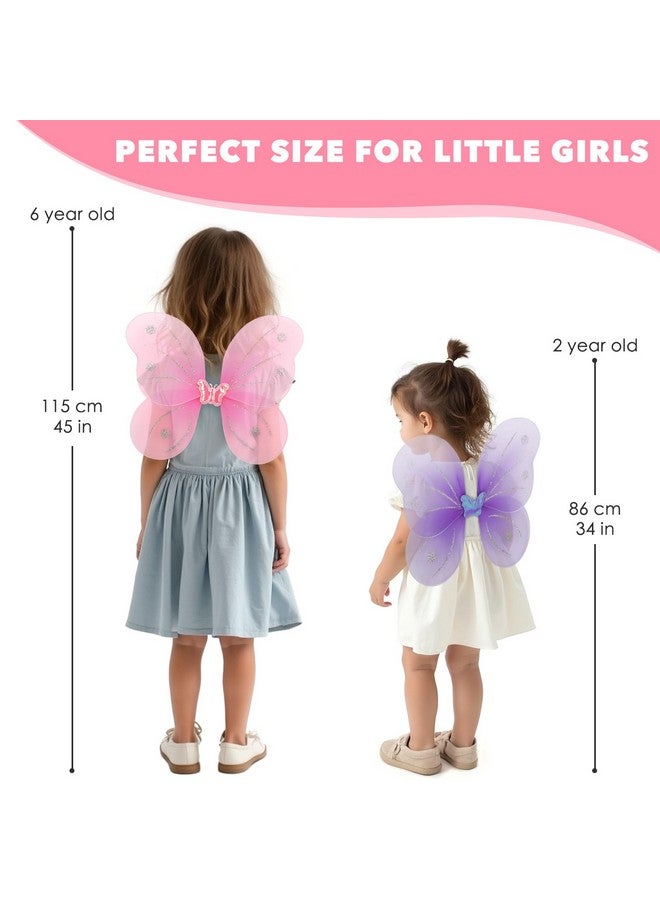 kilofly 6 Sets Angel Butterfly Wings Fairy Wands Princess Dress Up Costume - Image 4