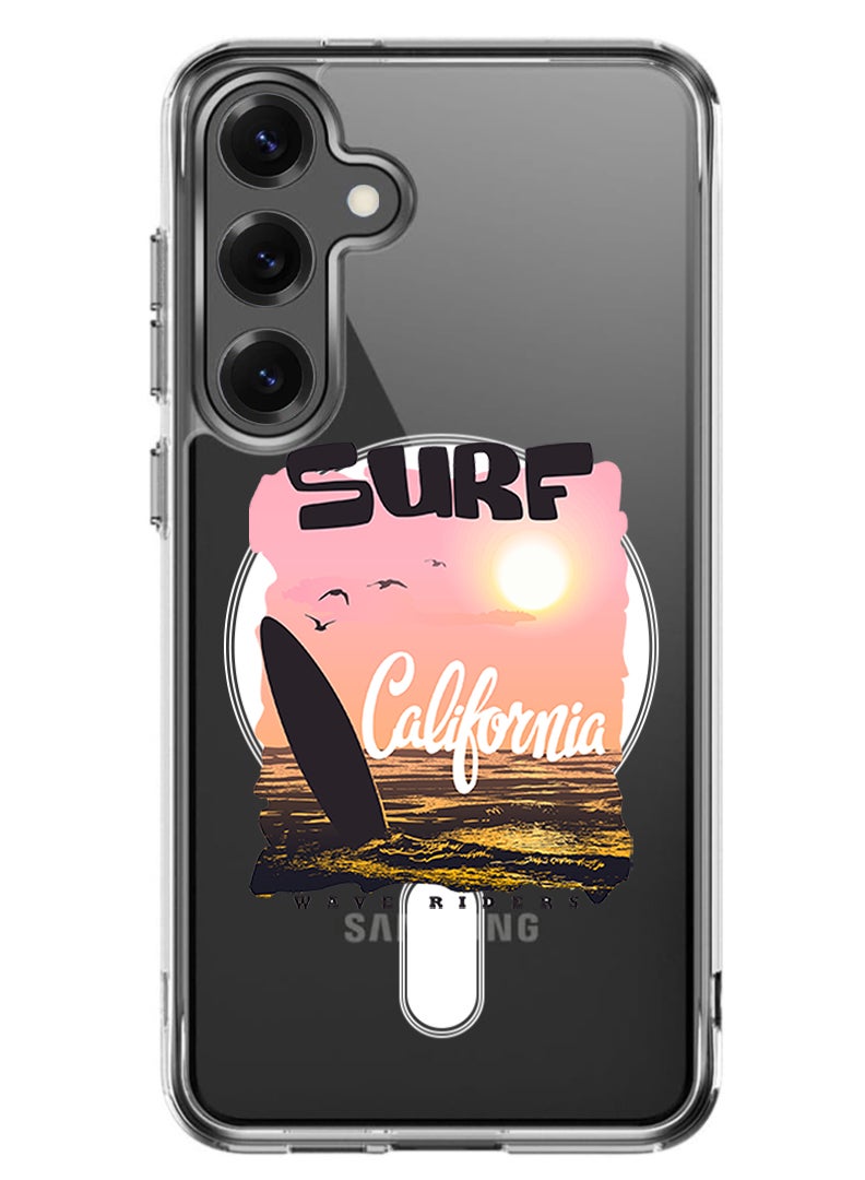 Theodor Magnetic Case for Samsung Galaxy S25 6.2-inch Compatible with MagSafe Wireless Charging, Shockproof Phone Bumper Cover Surf California - Image 1