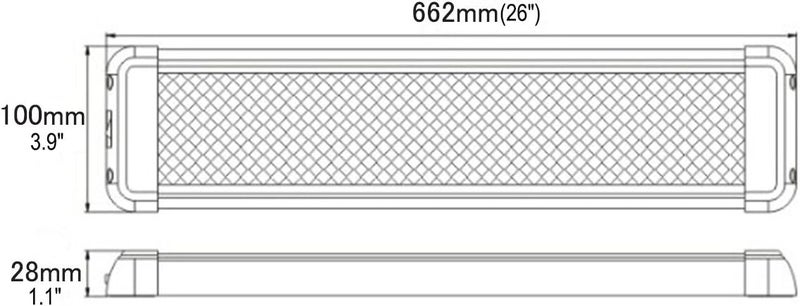 Lightronic LED Interior Light Fixture 26", High Light-Output Low Current Draw, 6000K Cool-White Wide Flood Beam, 12V/24V DC, On/Off Rocker Switch, Aluminum Housing for RV & Utility Vehicles, 1-Pack - Image 4