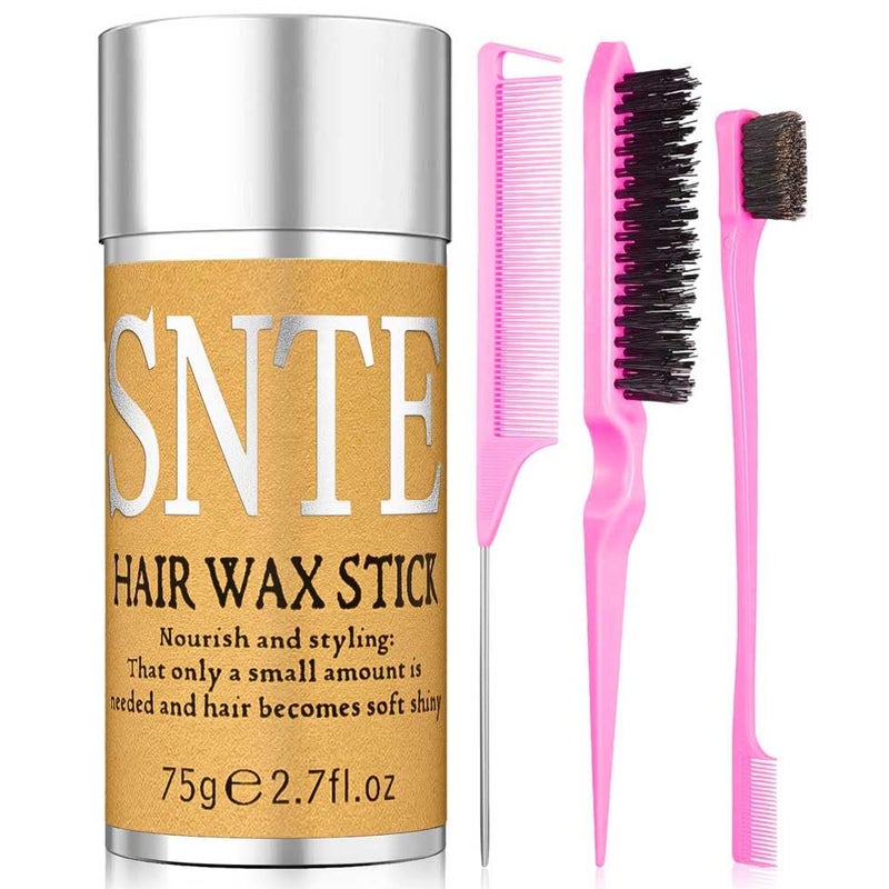Samnyte Hair Wax Stick & Slick Back Hair Brush â€“ Frizz Control for Women & Kids, Non-Greasy & No Residue â€“ Smooths Flyaways, Creates Sleek Ponytails & Buns â€“ Styling Accessories & Teen Girl Gifts Trendy Stuff - Image 1