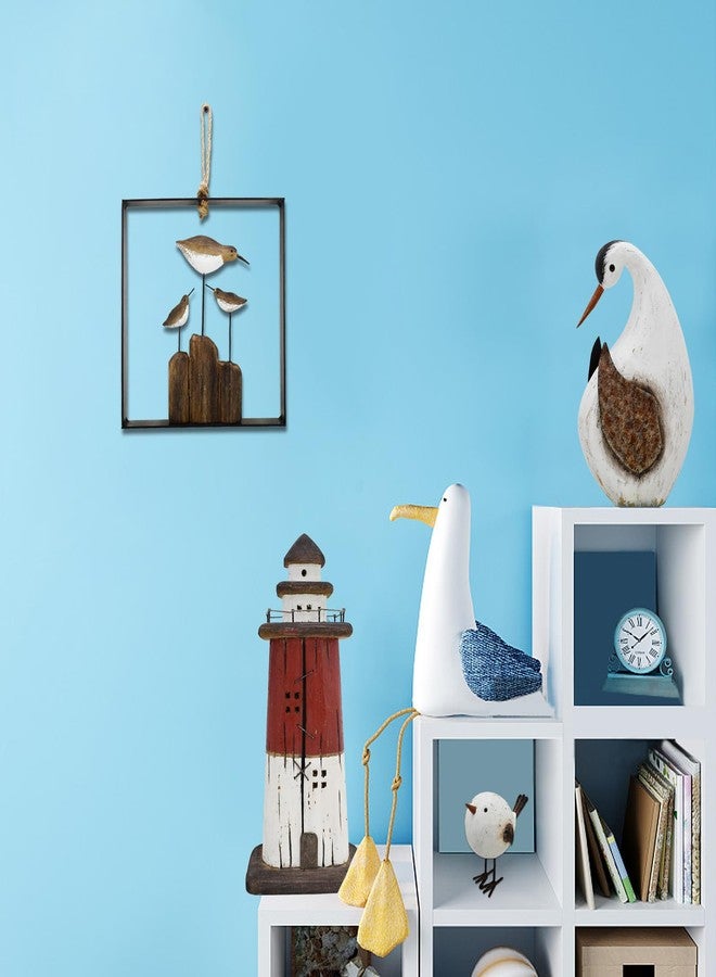 Linfevisi Wooden Lighthouse Decor Tabletop Nautical Decor Solid Wood Light Houses Statue Figurines Inside Standing Coastal Beach Ocean Sea Theme for Home Decor Bathroom (Red - 13 Inch Tall) - Image 5