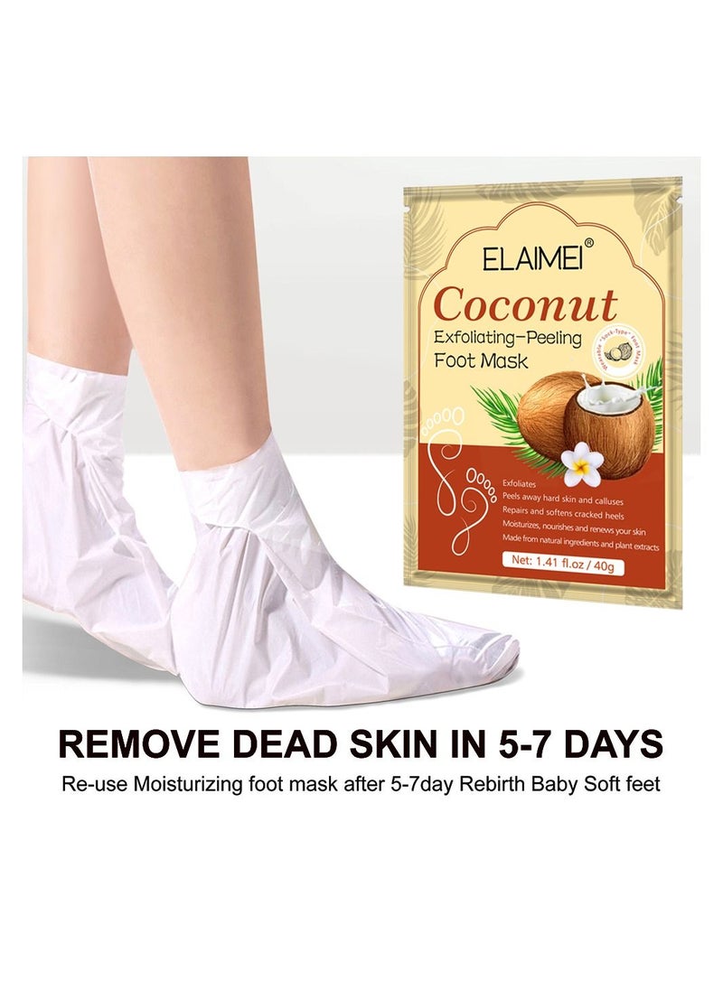 Elaimei 3-Pair Coconut Exfoliating-Peeling Foot Mask  - Image 4