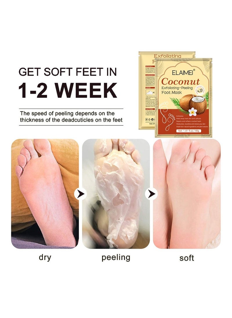 Elaimei 3-Pair Coconut Exfoliating-Peeling Foot Mask  - Image 3