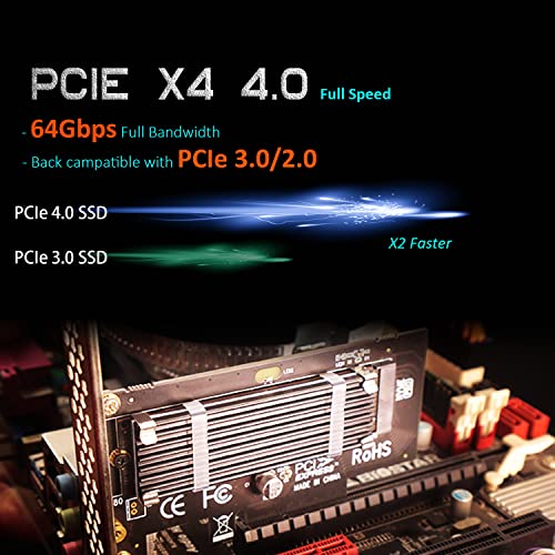 GLOTRENDS PA09-HS M.2 NVMe to PCIe 4.0 X4 Adapter with M.2 Heatsink for M.2 NVMe SSD - Image 2