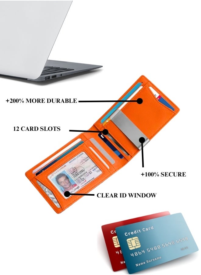 baellerry Men's wallet Slim Minimalist Leather RFID Blocking Carbon Fiber Card Holder with Money Clip Bifold Front Pocket for Men as Ideal  - Image 4