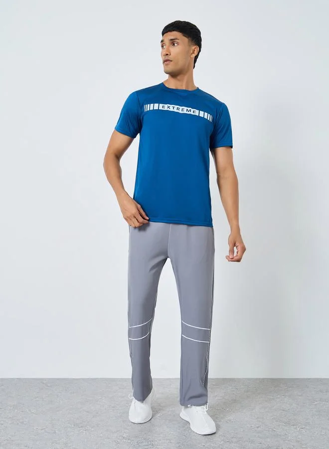 Styli Active Regular Fit Stripe Print Athleisure T-Shirt