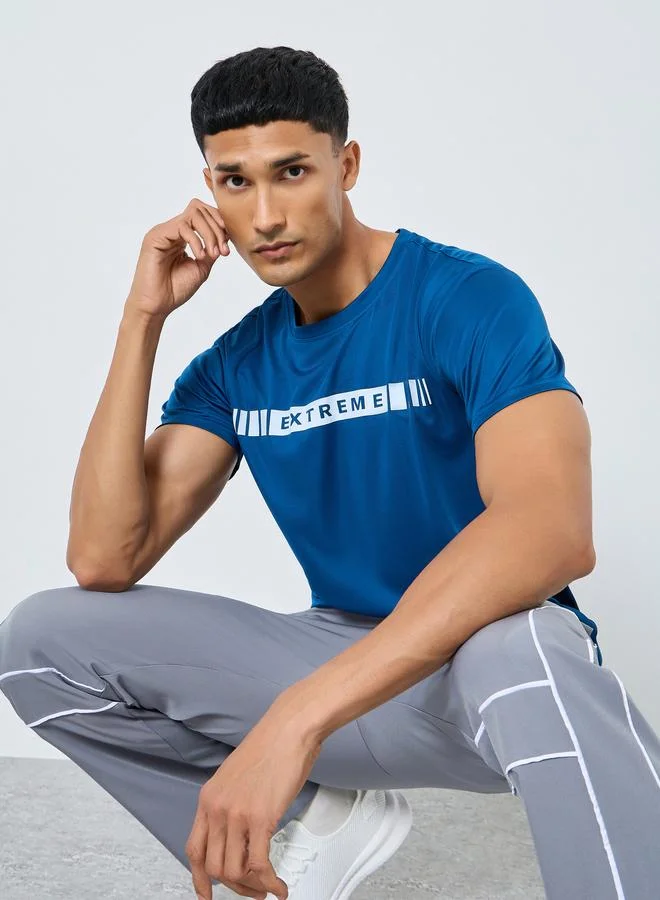 Regular Fit Stripe Print Athleisure T-Shirt