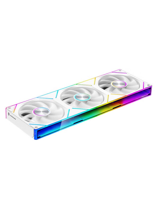 Play Jia Wanjia Starlink 360 Integrated Building Blocks Fan White Positive Blade 12cm Infinite Mirror Light Synchronous Pwm Speed Control Chassis Fan Argb Desktop Computer Silent - Image 2
