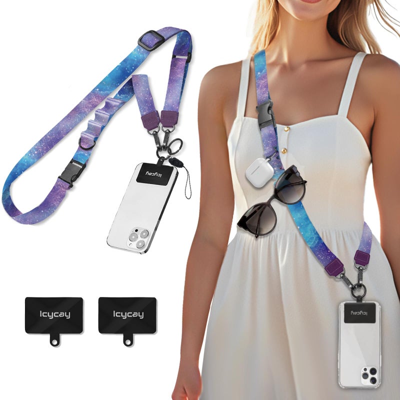 Icycay Phone Lanyard Crossbody, Starry Sky Cell Phone Strap for Around The Neck Adjustable, Anti Theft Cute Lanyard for iPhone Case ID Holder Keys Accessories Travel Essential - Image 1