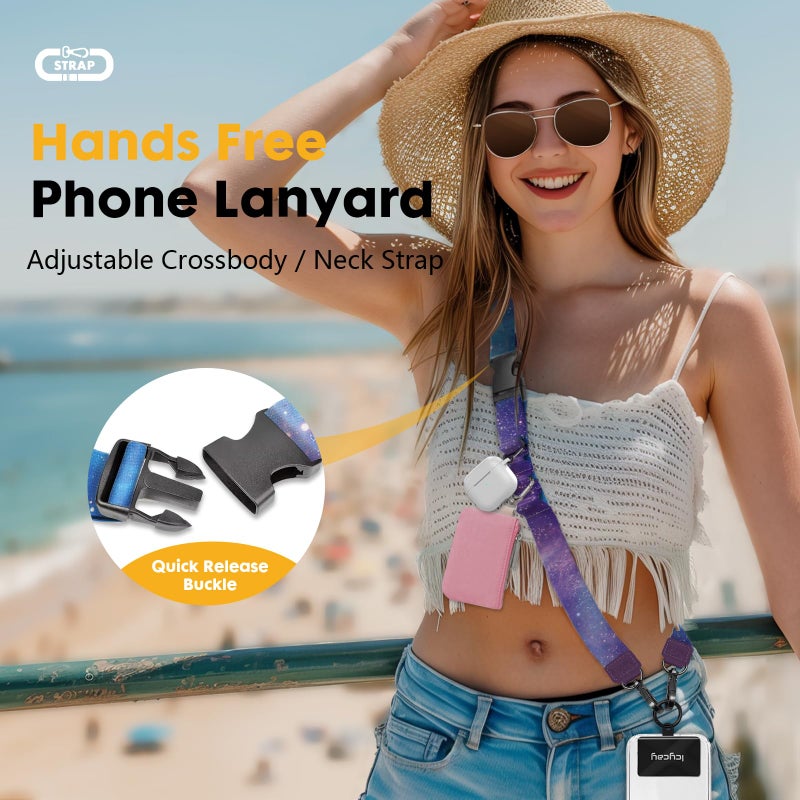 Icycay Phone Lanyard Crossbody, Starry Sky Cell Phone Strap for Around The Neck Adjustable, Anti Theft Cute Lanyard for iPhone Case ID Holder Keys Accessories Travel Essential - Image 2