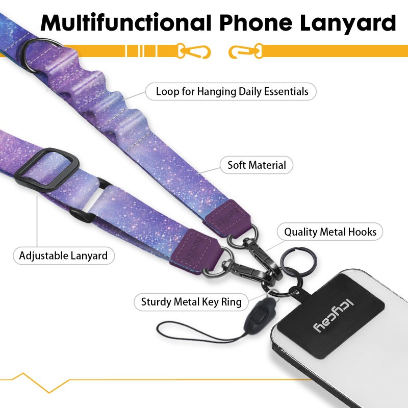 Icycay Phone Lanyard Crossbody, Starry Sky Cell Phone Strap for Around The Neck Adjustable, Anti Theft Cute Lanyard for iPhone Case ID Holder Keys Accessories Travel Essential - Image 3