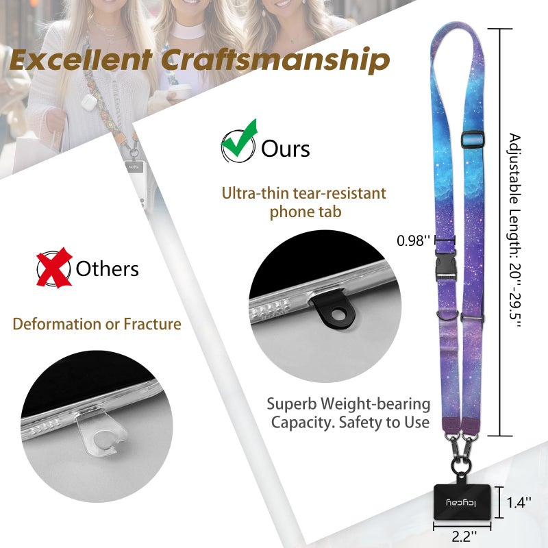 Icycay Phone Lanyard Crossbody, Starry Sky Cell Phone Strap for Around The Neck Adjustable, Anti Theft Cute Lanyard for iPhone Case ID Holder Keys Accessories Travel Essential - Image 5