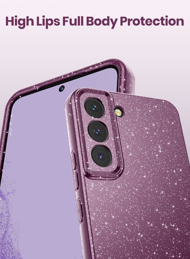 CUZMIGO Sparkly Case for Samsung Galaxy S22, Cute Neon Bright Color Phone Cases for Women Girls, Glitter Shiny Bling Slim Fit Soft TPU Shockproof Cover with Camera Protection, Dark Purple - Image 3