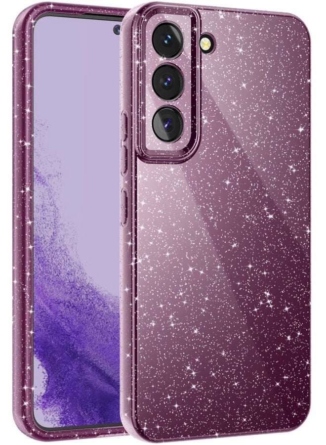 CUZMIGO Sparkly Case for Samsung Galaxy S22, Cute Neon Bright Color Phone Cases for Women Girls, Glitter Shiny Bling Slim Fit Soft TPU Shockproof Cover with Camera Protection, Dark Purple - Image 1