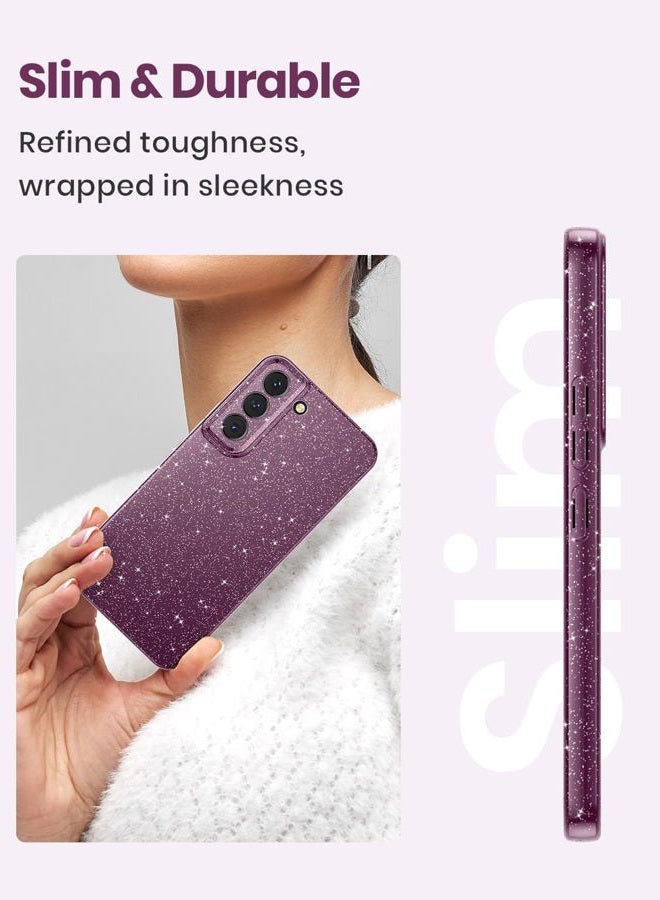 CUZMIGO Sparkly Case for Samsung Galaxy S22, Cute Neon Bright Color Phone Cases for Women Girls, Glitter Shiny Bling Slim Fit Soft TPU Shockproof Cover with Camera Protection, Dark Purple - Image 2