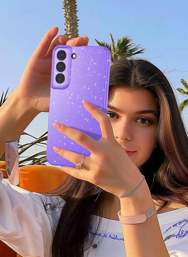 CUZMIGO Sparkly Case for Samsung Galaxy S22, Cute Neon Bright Color Phone Cases for Women Girls, Glitter Shiny Bling Slim Fit Soft TPU Shockproof Cover with Camera Protection, Dark Purple - Image 4