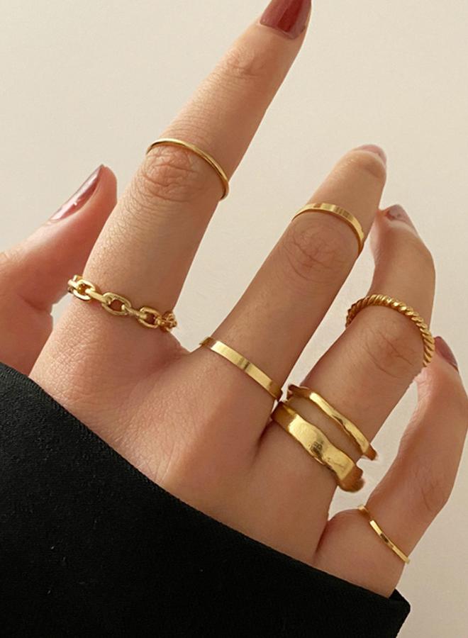 ستايلي مجموعة من 7 حلقات عادية قابلة للتكديس - Image 2