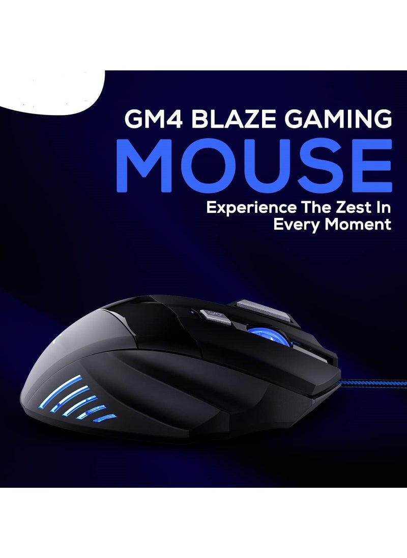 ماركة غير محددة ماوس ألعاب سلكي USB GM4 Blaze 5 مفاتيح قابلة للبرمجة وقابل للتعديل DPI حتى 3200 7 ألوان LED للتنفس مع كابل مضفر من النايلون بطول 1.5 متر ماوس ألعاب سلكي للكمبيوتر الشخصي باللون الأسود  - Image 2