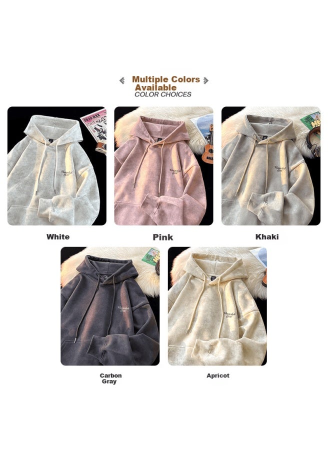 Vuug American Vintage Tie-dye Autumn Winter Casual Loose Heavyweight Men's Hoodie Pink 3XL - Image 3