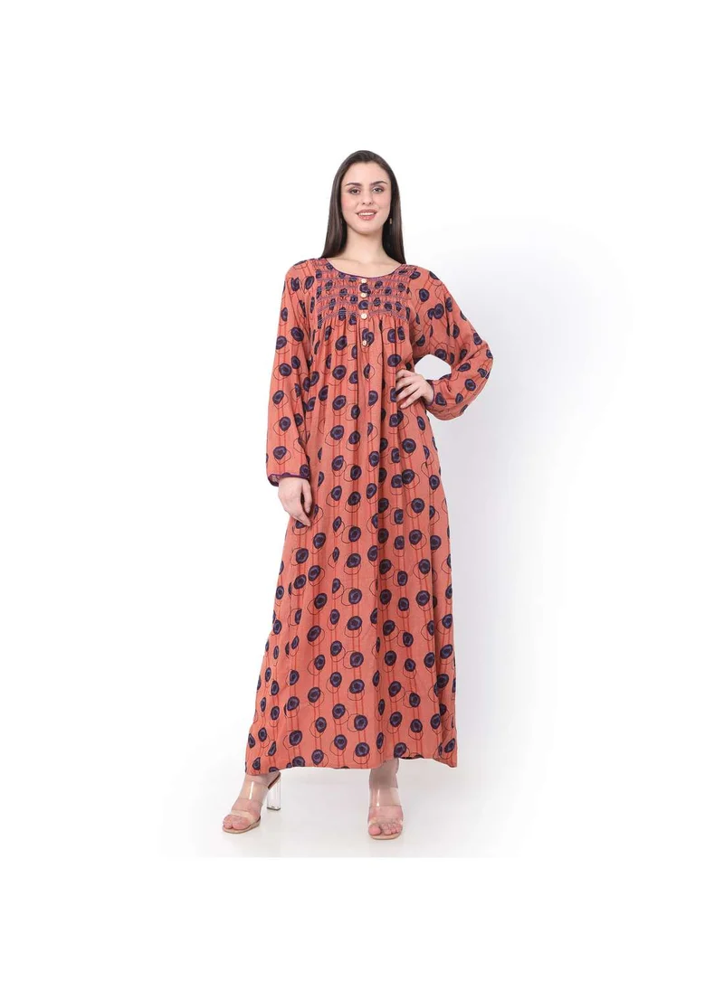 هانا آند سارا SMOKING DESIGN WITH BUTTONED RAYON BIG DOTS ARABIC JALABIYA KAFTAN