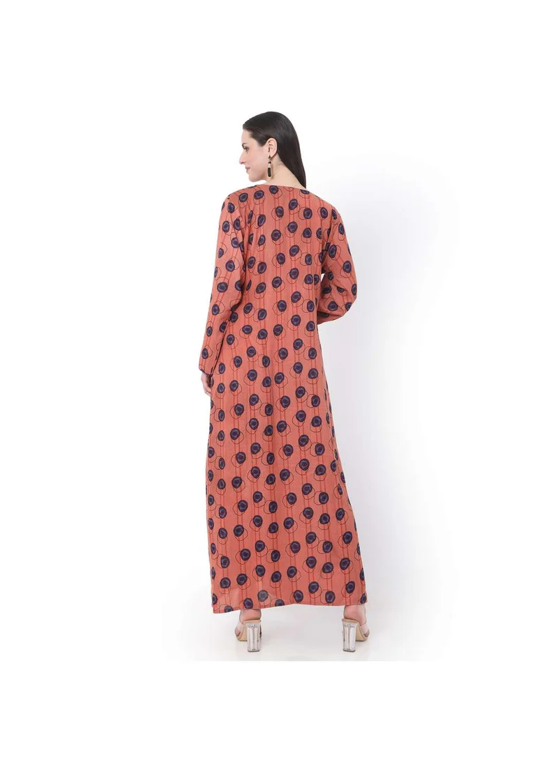 هانا آند سارا SMOKING DESIGN WITH BUTTONED RAYON BIG DOTS ARABIC JALABIYA KAFTAN