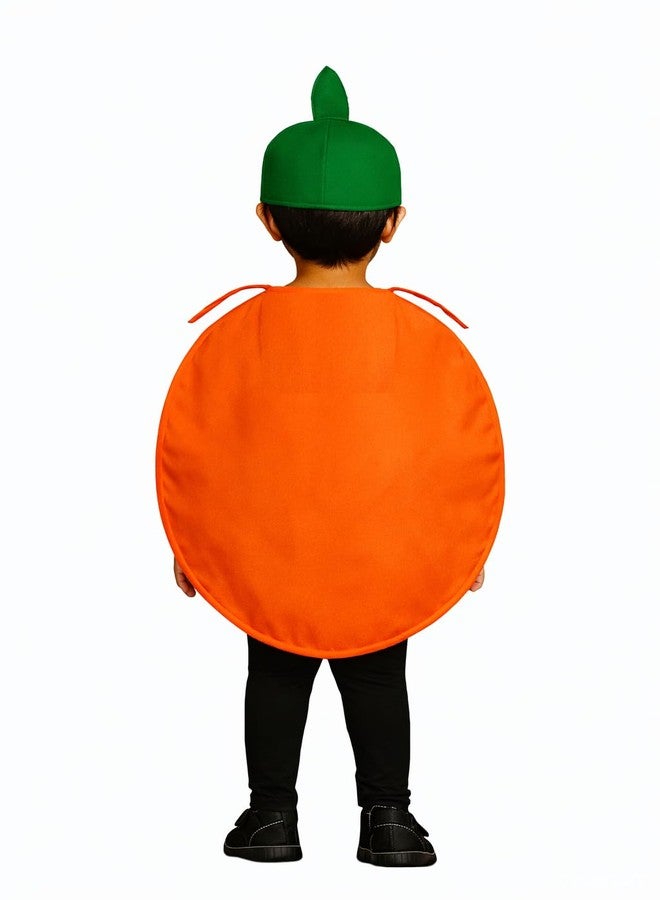 QuickBazaar Fruits & Vegetable Cutout Costume for Kids/Apple, Mango, Banana, Carrot, Brinjal, Tomato, Watermelon & More/Perfect for Fancy Dress Costume & Stage Shows (Santra Cutout, 4-5 Years) - Image 2