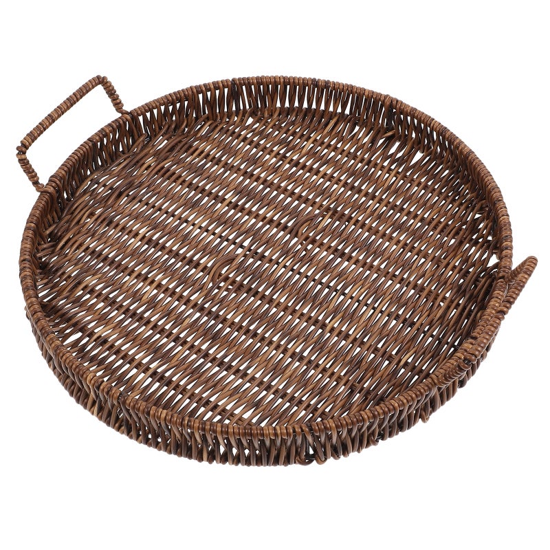 Round Bread Serving Basket Bread Serving Tray Snack Tray with Handles - Image 1
