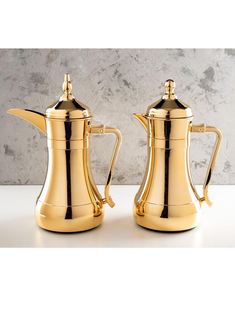 طقم ترامس رغد قطعتين للشاي والقهوة بتصميم أنيق من الأستيل الكامل