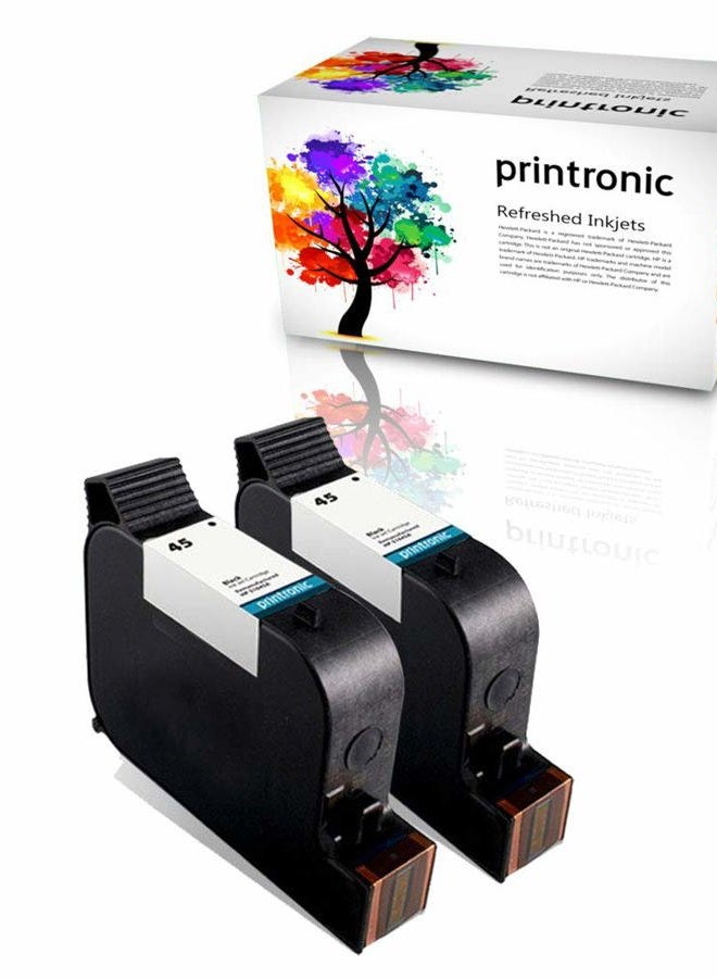 Remanufactured Ink Cartridge Replacement for HP 45 (2 Pack) for Deskjet 1000Cse 1100 1220C/PS 1600 6122 710 720 782 815 820 830 850 870 880 890 895 930 950C 960 970 980C