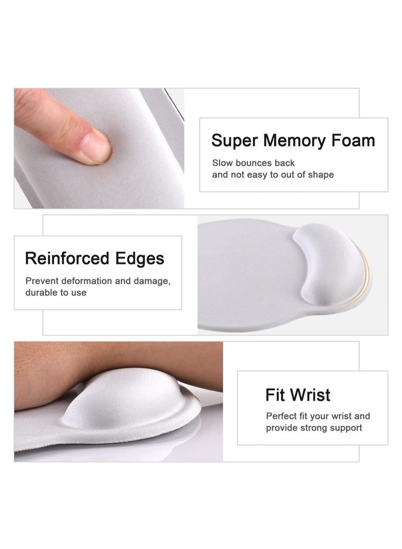 Ergonomic Memory Foam Keyboard and Mouse Wrist Rest Set with Non-Slip Rubber Base for Ultimate Comfort and Pain Relief (Grey) - Image 4