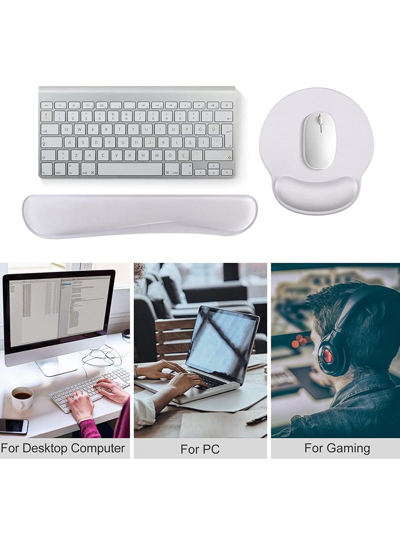 Ergonomic Memory Foam Keyboard and Mouse Wrist Rest Set with Non-Slip Rubber Base for Ultimate Comfort and Pain Relief (Grey) - Image 3