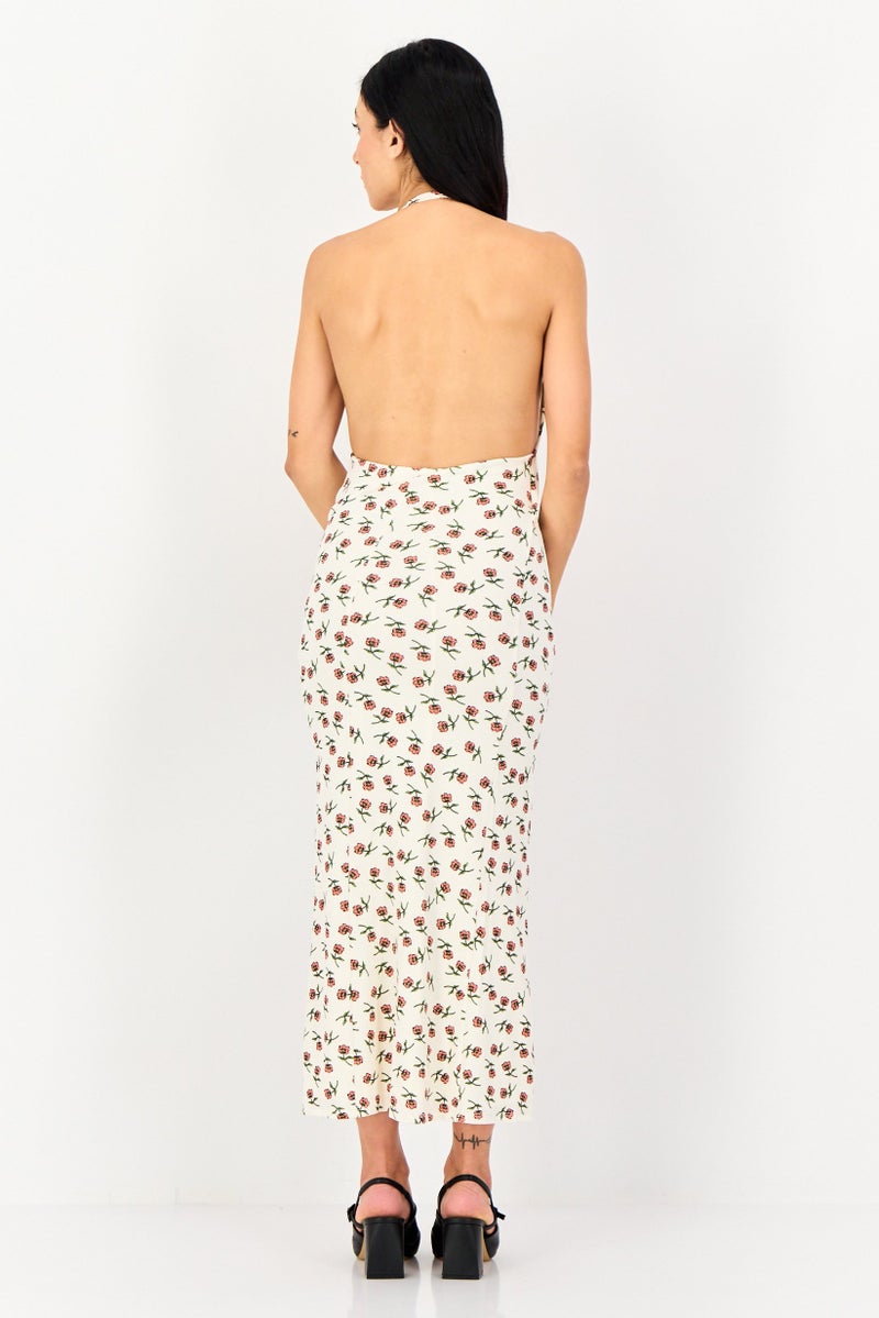 FOREVER 21 فستان ميدي مزخرف بالورود للنساء، متعدد الألوان - Image 3