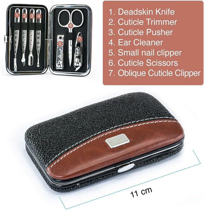 Concord Manicure Set with 6 Nail and Cuticle Tools and Ear Cleaner in Easy Carry Clip Pouch - Image 2