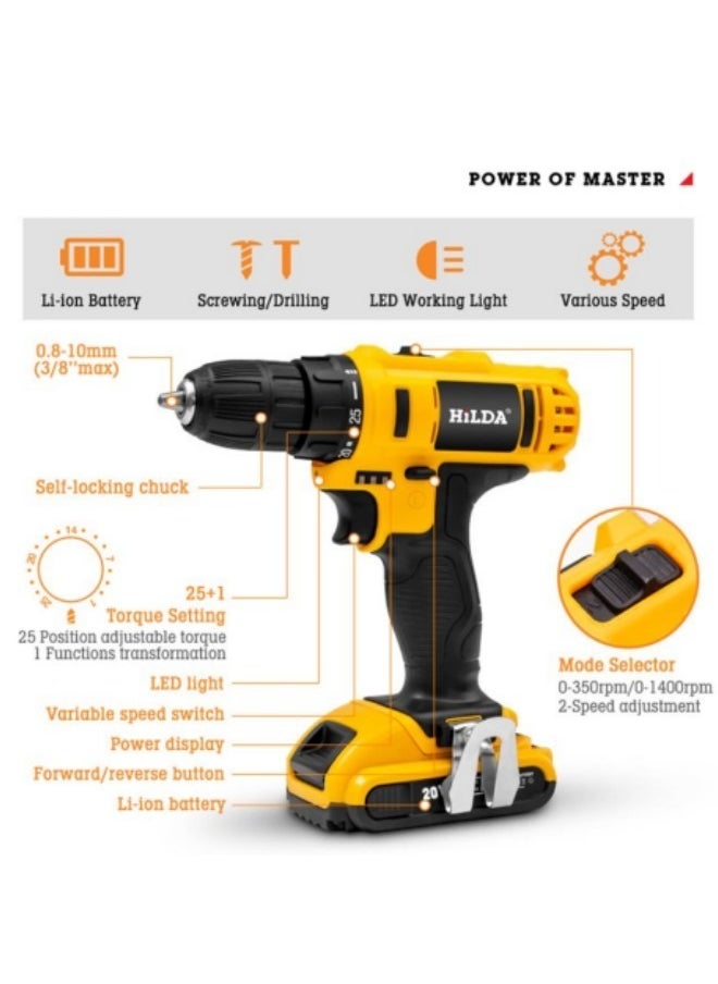 Generic Cordless Drill 21V Impact Drill Driver 3/8'' Electric Power Drill Set, Variable Speed Trigger, 1400mAh Lithium-Ion Battery  - Image 3