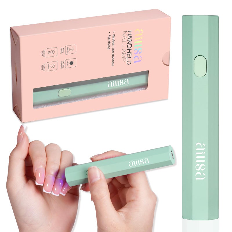 AILLSA Mini UV Light for Nails, Handheld Nail Lamps for Gel Polish, Portable Single Finger Flash Cure Lamp, Fast Drying (Green) - Image 1