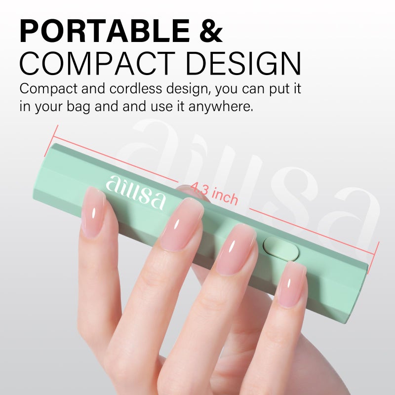 AILLSA Mini UV Light for Nails, Handheld Nail Lamps for Gel Polish, Portable Single Finger Flash Cure Lamp, Fast Drying (Green) - Image 4