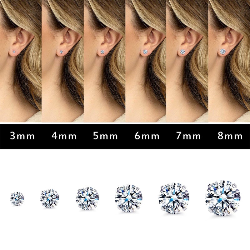 Fansilver 20G Hypoallergenic Flat Back Earrings for Women Men Silver 14K Gold Stainless Steel Stud Earrings Brithstone Cubic Zirconia Studs Surgical Steel Cartilage Earrings for Sensitive Ears - Image 2