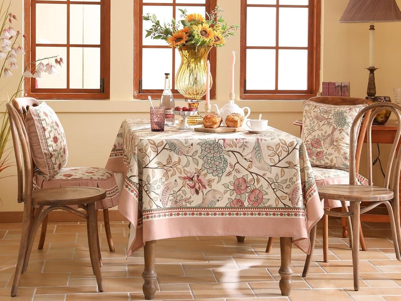 patdrea Linen Floral TableclothDecorative Thick French Table Cloth Rectangle Square for Kitchen Dining Christmas 67x 118 - Image 2