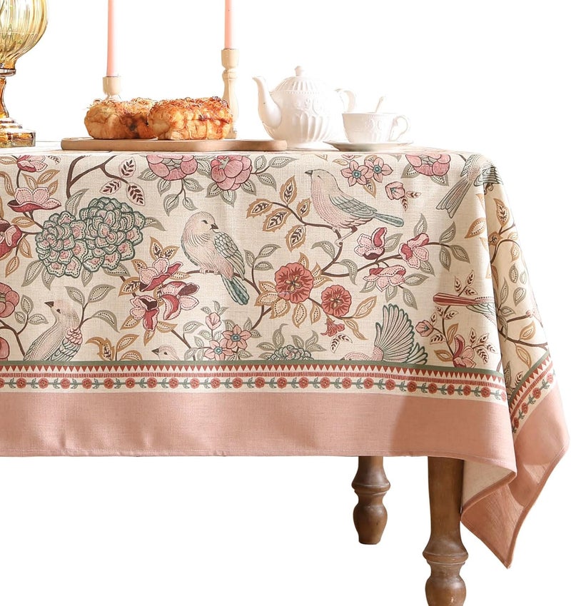 patdrea Linen Floral TableclothDecorative Thick French Table Cloth Rectangle Square for Kitchen Dining Christmas 67x 118 - Image 1