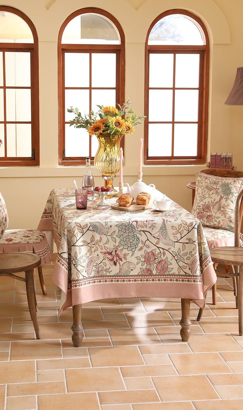 patdrea Linen Floral TableclothDecorative Thick French Table Cloth Rectangle Square for Kitchen Dining Christmas 67x 118 - Image 3
