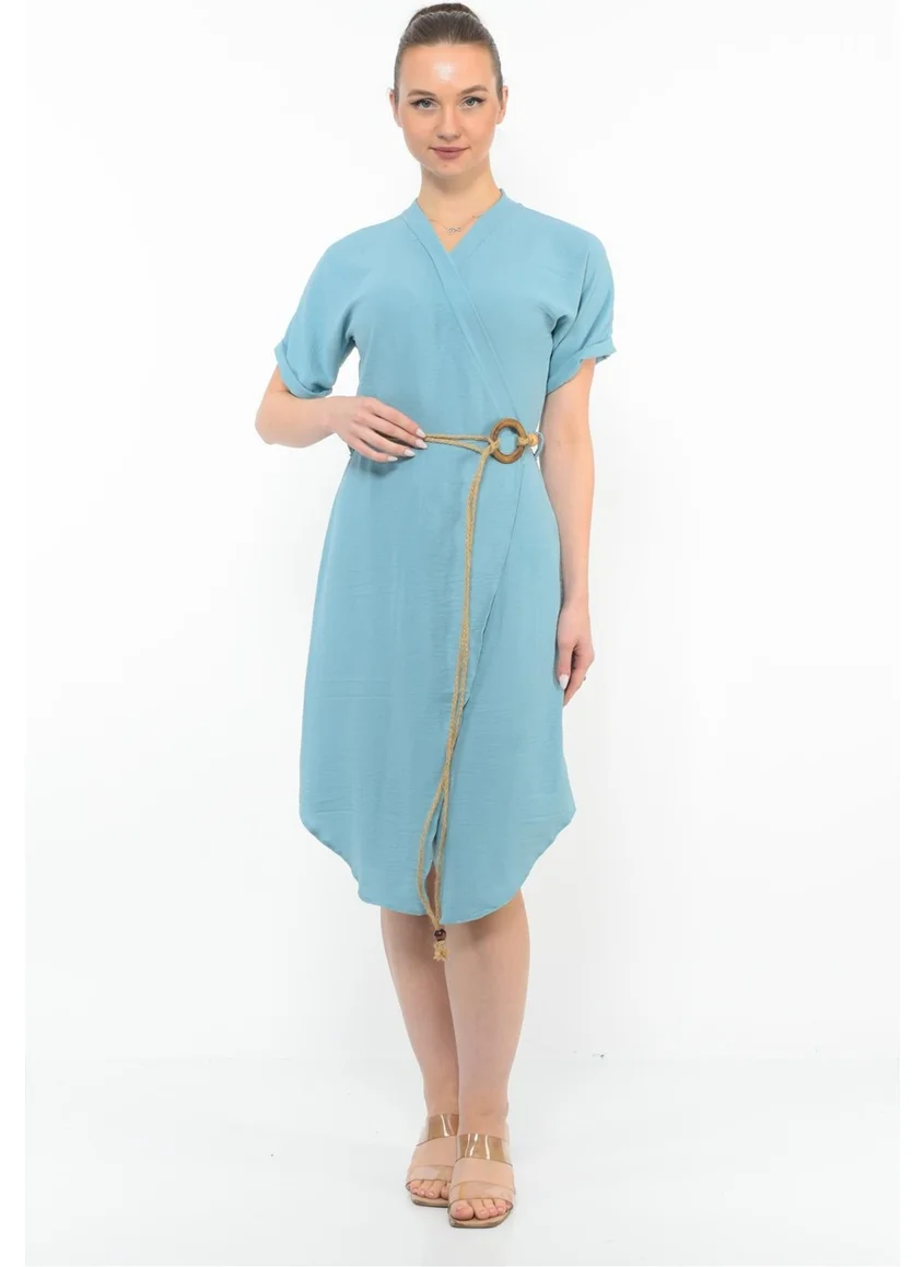نوسيل Women's Belt Detailed Aerobin Dress Turquoise
