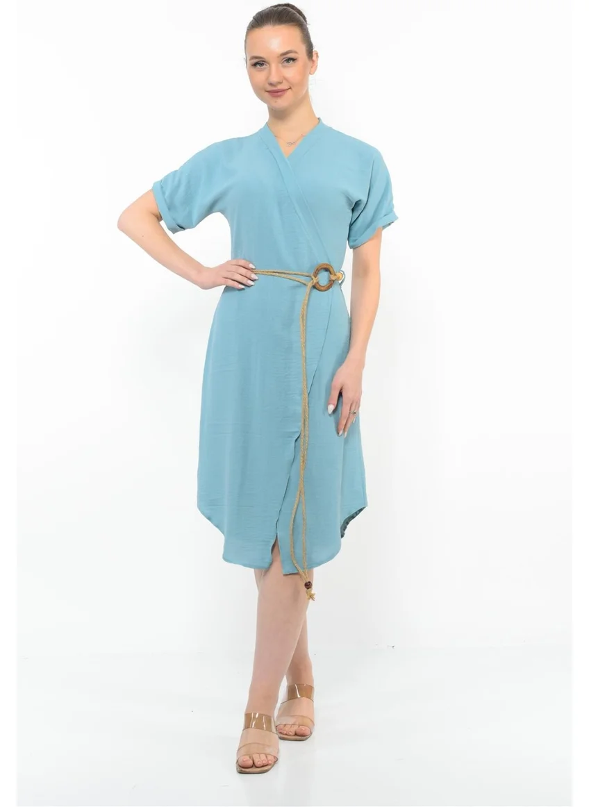 نوسيل Women's Belt Detailed Aerobin Dress Turquoise