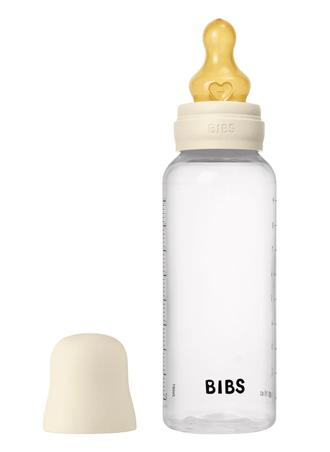 BIBS Pack Of 1 Baby Bottle Round Nipple Latex 270 Ml Medium Flow, Ivory, 2 Months +