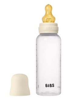 BIBS Pack Of 1 Baby Bottle Round Nipple Latex 270 Ml Medium Flow, Ivory, 2 Months +  - Image 1